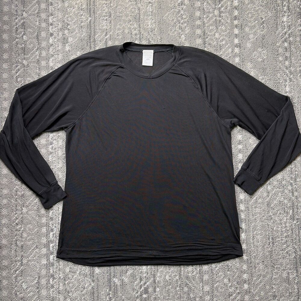 Columbia Vtg Mens Silk Base Layer Shirt Large Black Lightweight Outdoors Snow